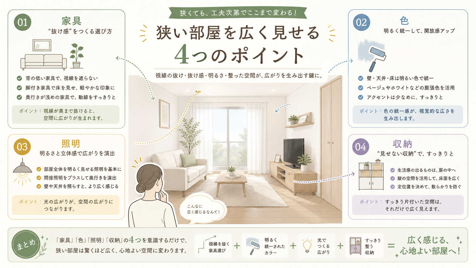狭い部屋を広く見せる方法とは?結論をわかりやすく解説